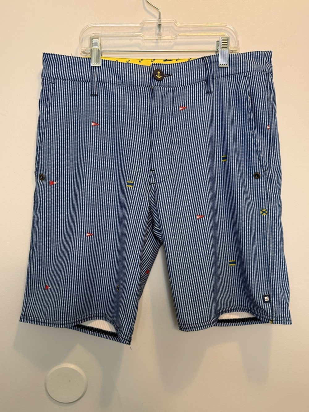 Sperry Top-Sider Mens Seersucker Nautical Flag Shorts Size 30